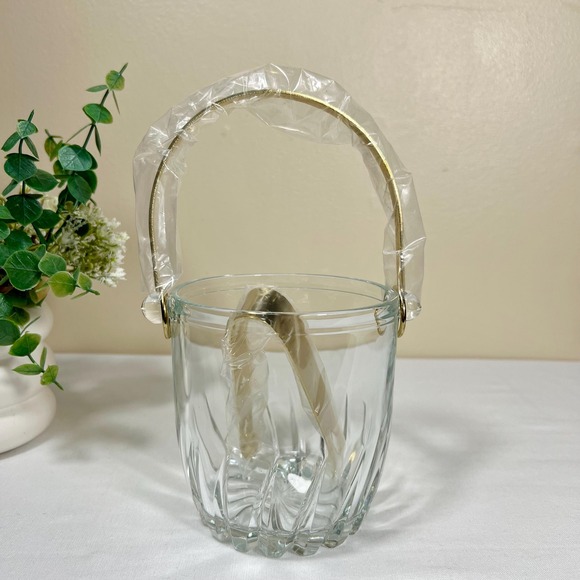 Other - Vintage Crystal Oneida Ice Bucket with Gold Tongs | New without Box